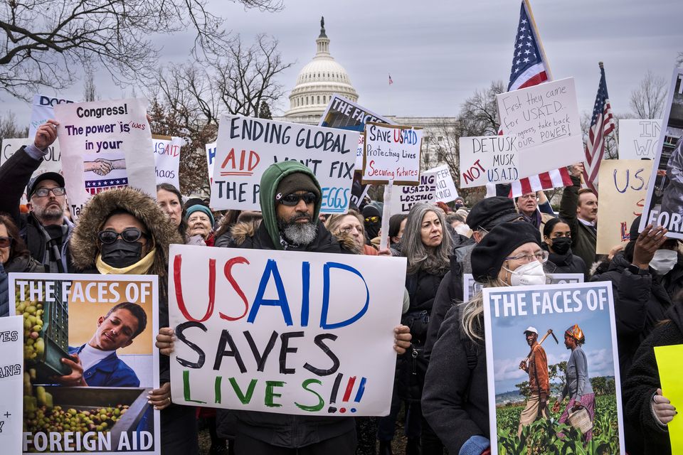 Demonstrators at Capitol Hill in Washington on Wednesday (J Scott Applewhite/AP)