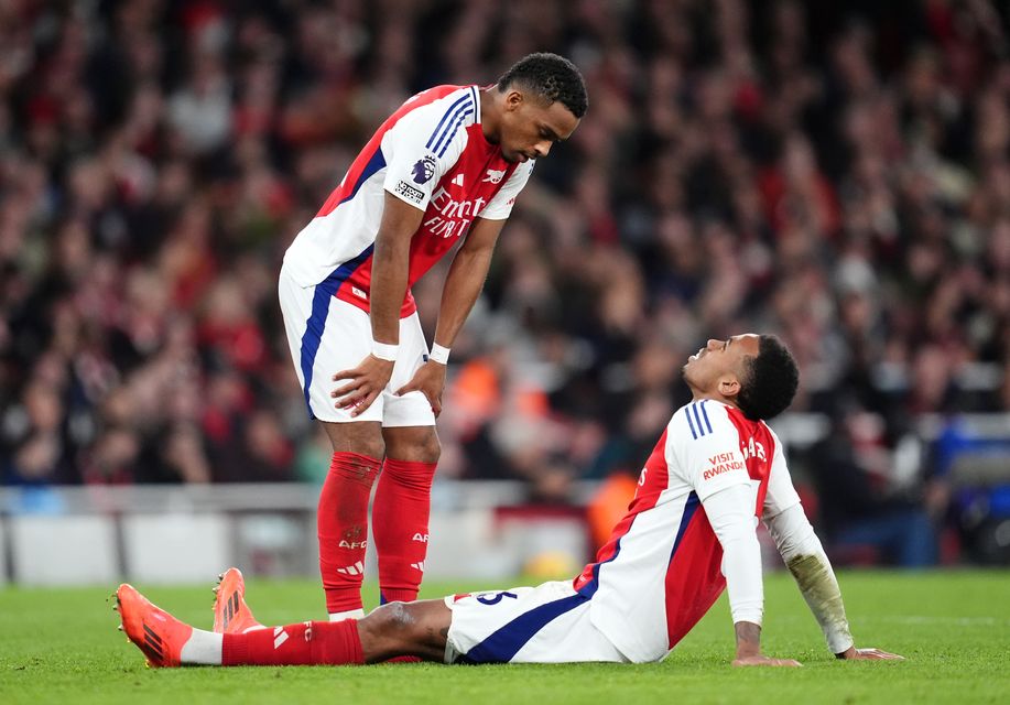 Gabriel, right, picked up an injury against Arsenal (Adam Davy/PA)