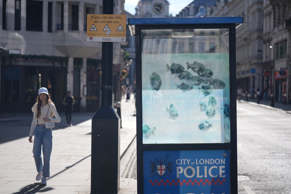 The new artwork in the City of London has sparked speculation that it could be the latest Banksy (Yui Mok/PA)