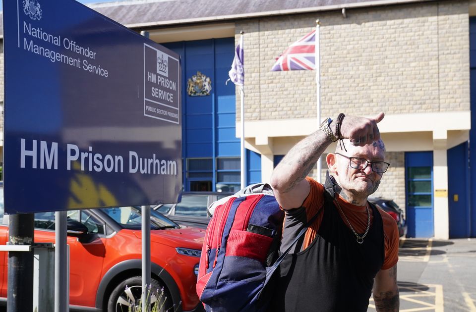 Jason Hoganson outside HMP Durham during the prisoner release (Owen Humphreys/PA)