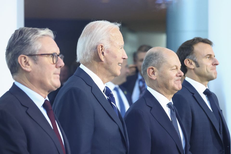 Prime Minister Sir Keir Starmer, US President Joe Biden, German Chancellor Olaf Scholz and French President Emmanuel Macron (Nadja Wohlleben/PA)