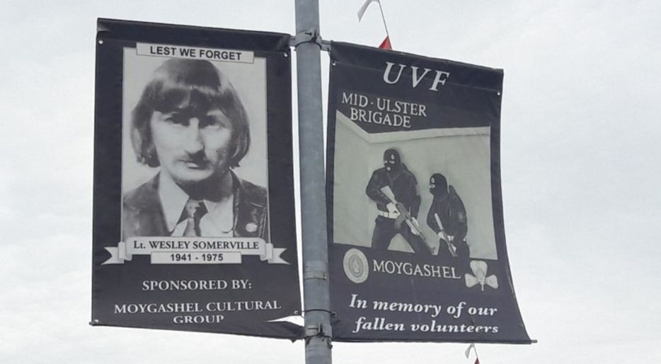 The banner featuring loyalist killer Wesley Somerville