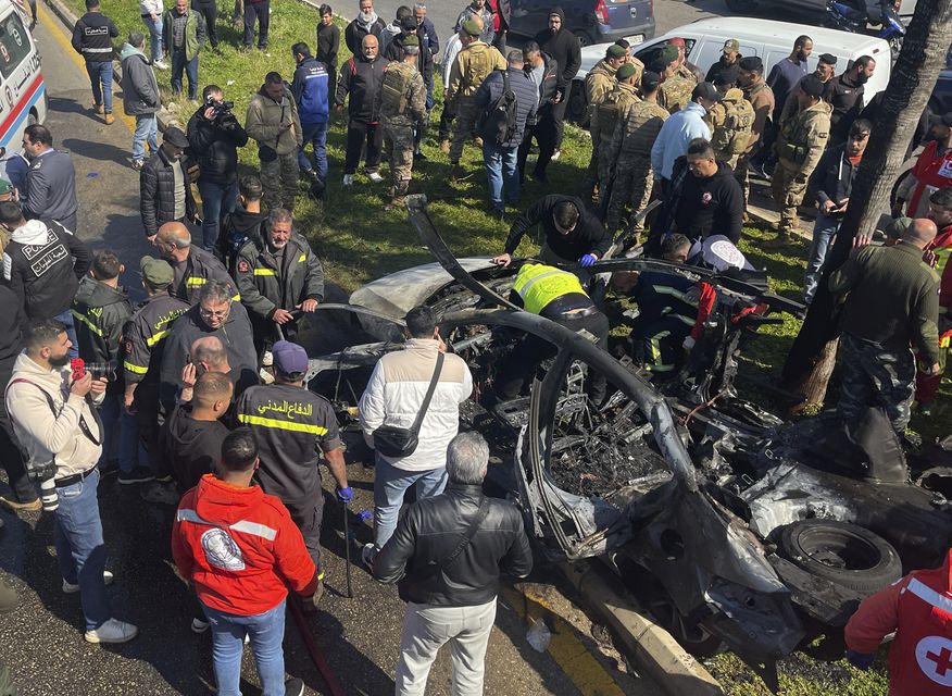 A car was hit in the southern city of Sidon (AP)