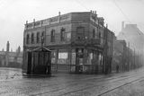 thumbnail: A block of derelict houses in Divis Street, Belfast, ready for demolishing.  28/12/1934