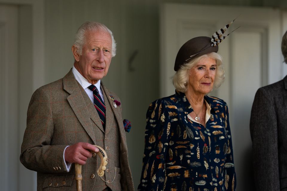 The King and Queen during the Braemar Gathering Highland Games on Saturday (Aaron Chown/PA)