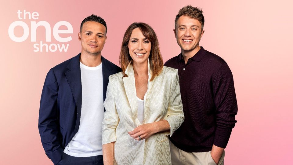 Jermaine Jenas alongside his former The One Show colleagues Alex Jones and Roman Kemp (BBC/PA)