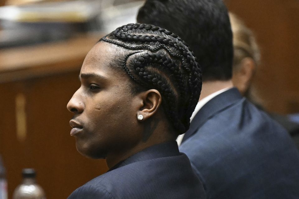 ASAP Rocky listens to closing arguments during his trial in Los Angeles (Patrick T Fallon/ Pool Photo via AP)