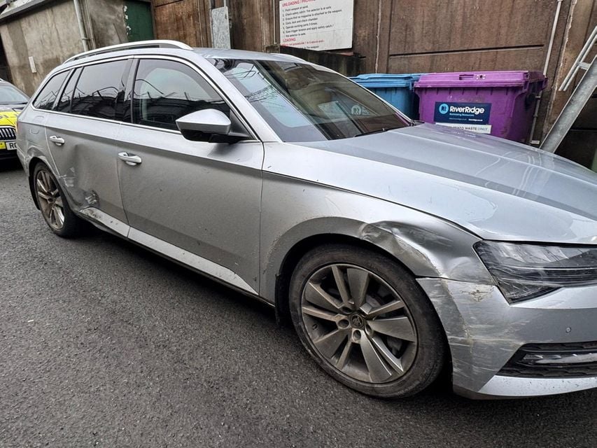 Damage caused in a ramming in Crossmaglen, Co Armagh (Pic: PSNI)