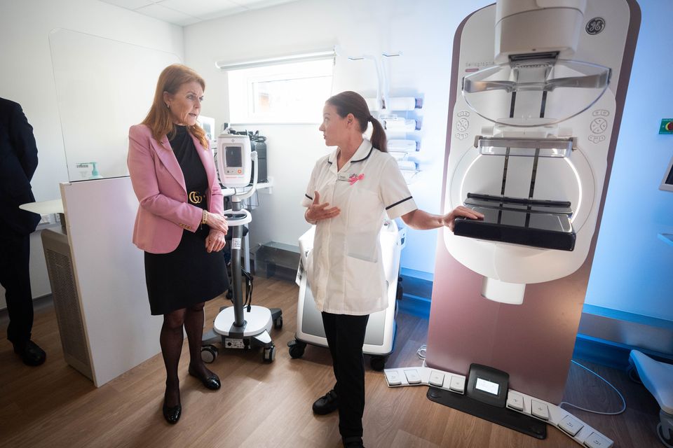 Sarah, Duchess of York, is shown a contrast enhanced mammography machine (James Manning/PA)