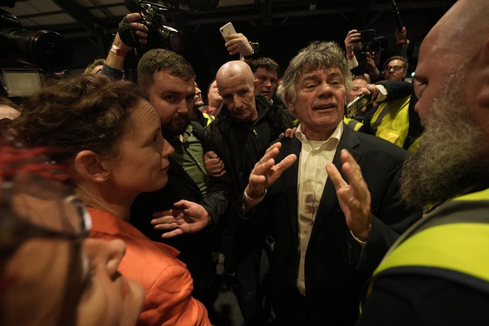 There were chaotic scenes when Gerry Hutch arrived at the count centre (Brian Lawless/PA)