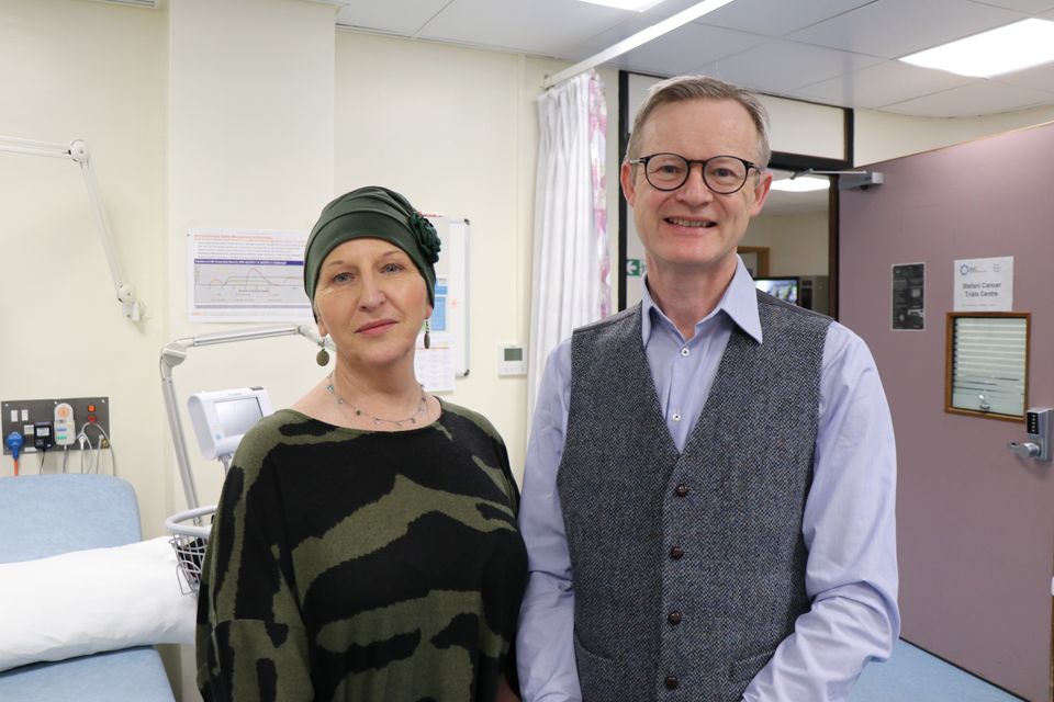 Jennifer Robertson with Professor Russell Petty, who is leading the clinical trial in Scotland (Sheanne Mulholland/PA)