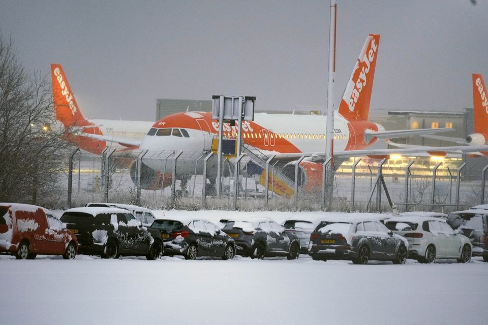 Liverpool John Lennon Airport in Liverpool saw heavy snow overnight (Peter Byrne/PA)