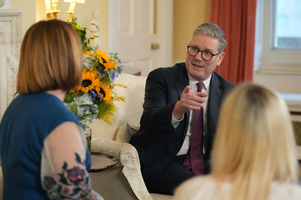 Prime Minister Sir Keir Starmer speaks with guests while hosting a Downing Street reception for members of the Ukrainian community and those who have played a role in supporting them in the UK (Frank Augstein/PA)