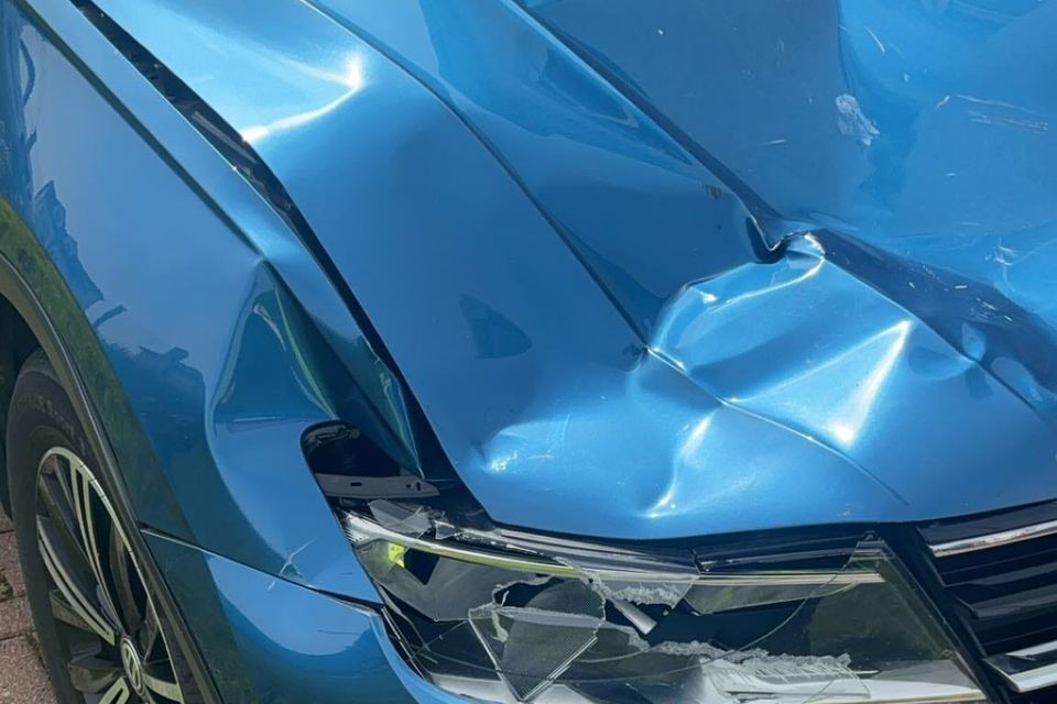 The damage to the car
