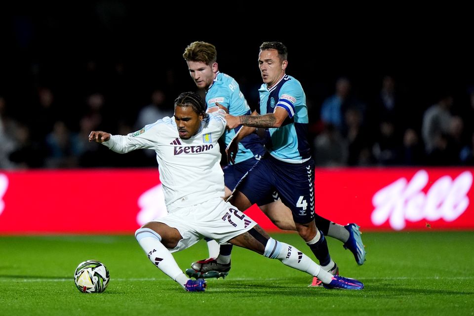 Kadan Young, left, impressed on his Villa debut (Bradley Collyer/PA)