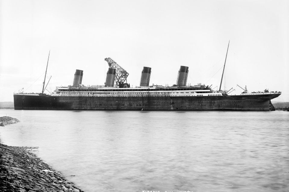 Titanic, port near profile during outfitting at Thompson deepwarter wharf. Photograph © National Museums Northern Ireland. Collection Harland & Wolff, Ulster Folk & Transport Museum
