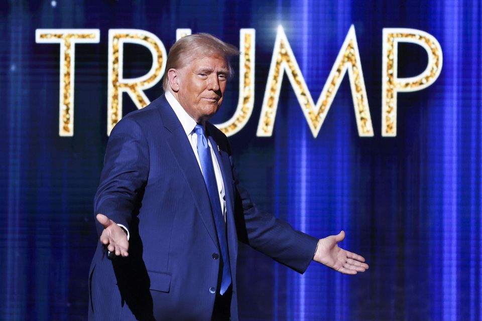 President-elect Donald Trump takes the stage before speaking at the FOX Nation Patriot Awards on Thursday in New York (Heather Khalifa/AP)