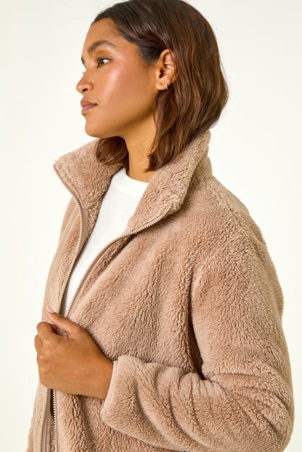 Taupe Soft Sherpa Fleece Jacket, £30, Roman Originals
