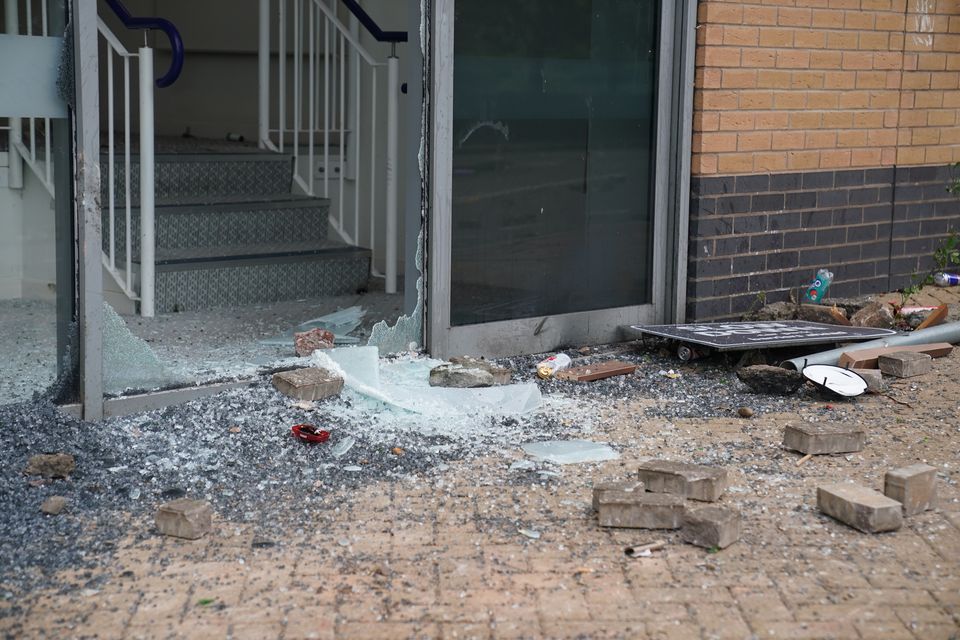 Damage at the hotel, which was housing those seeking asylum at the time of the attack in August (Jacob King/PA)