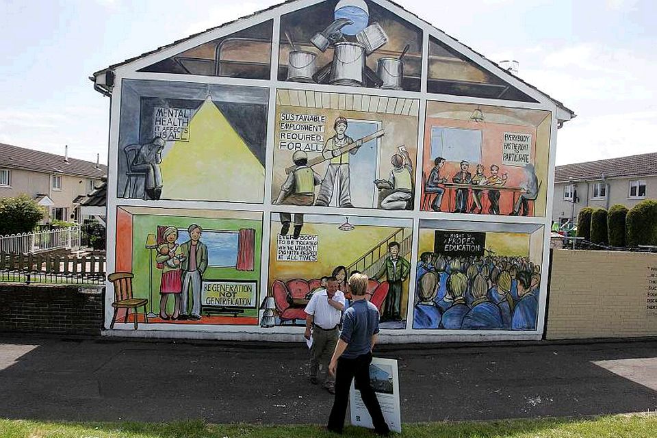 Designers used traditional mural skills and digital production skills for new murals in Belfast. 2009.
