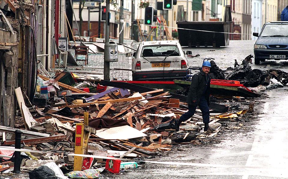 The aftermath of the Omagh bomb in 1998