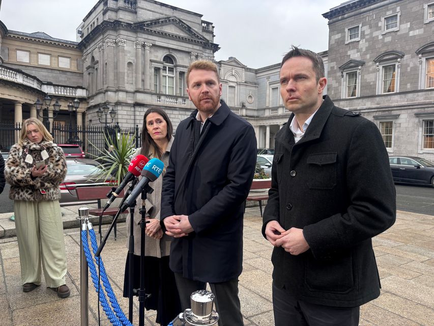 Social Democrats acting leader Cian O’Callaghan, right, said the party had made a decision to ‘endorse’ Mr Hayes’ indefinite suspension (Cate McCurry/PA)