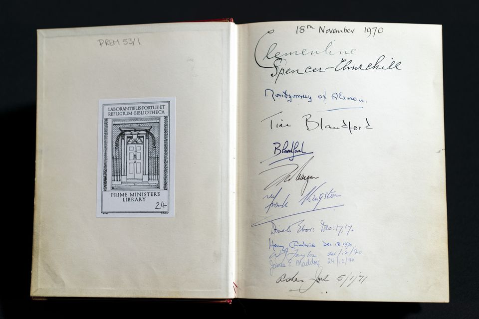 The signatures of the Churchill family are seen in one of three Downing Street Visitors Books at the National Archives (Ben Whitley/PA)