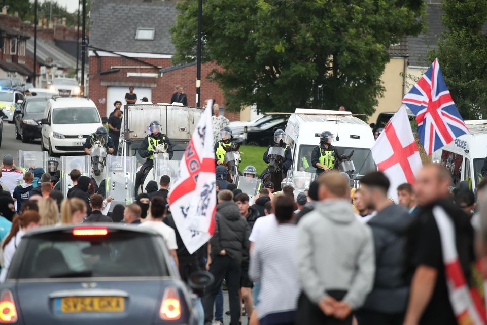 A protest in Sunderland city centre (Scott Heppell/PA)