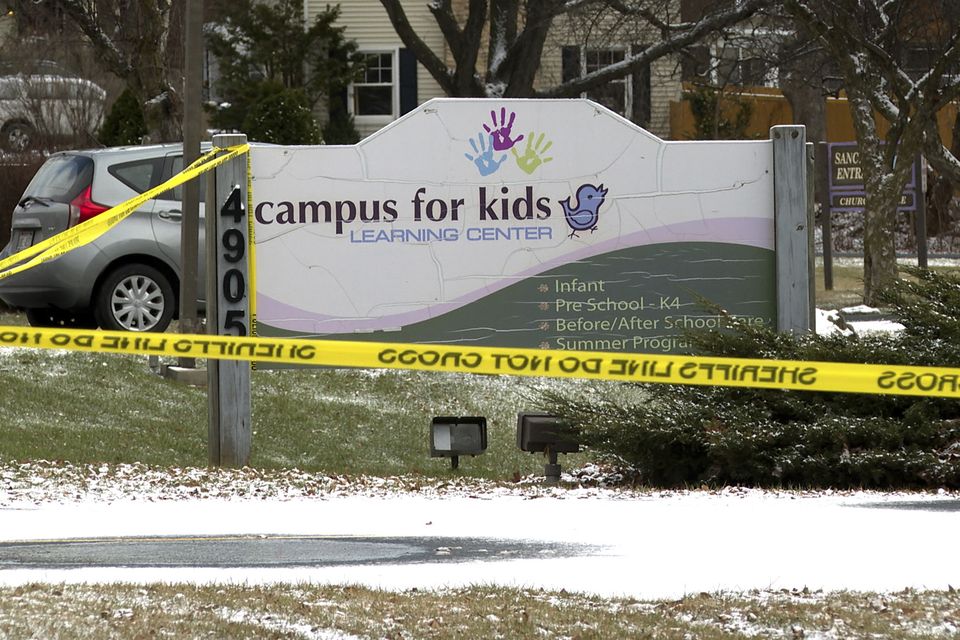 Police tape after the shooting at Abundant Life Christian School (Mark Vancleave/AP)