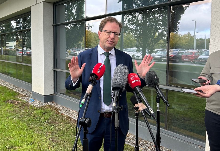 Minister of state for international transport James Lawless at Ryanair’s offices near Dublin Airport (Cillian Sherlock/PA)