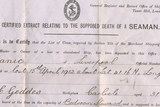 thumbnail: A document confirming the death of a steward, to accompany a letter he wrote that is going under the hammer