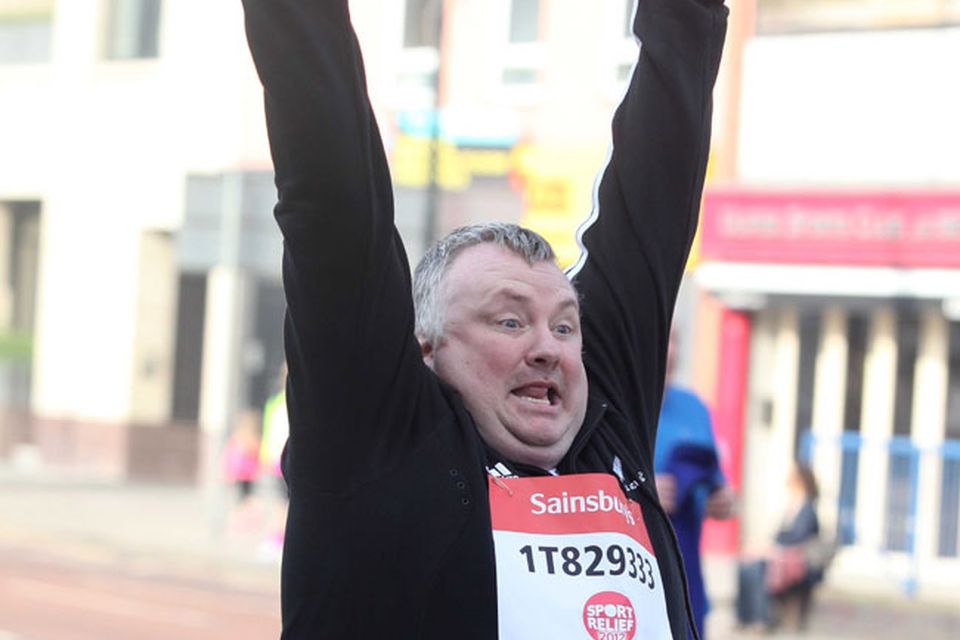 Racing star Eddie Irvine in the driving seat for Sport Relief