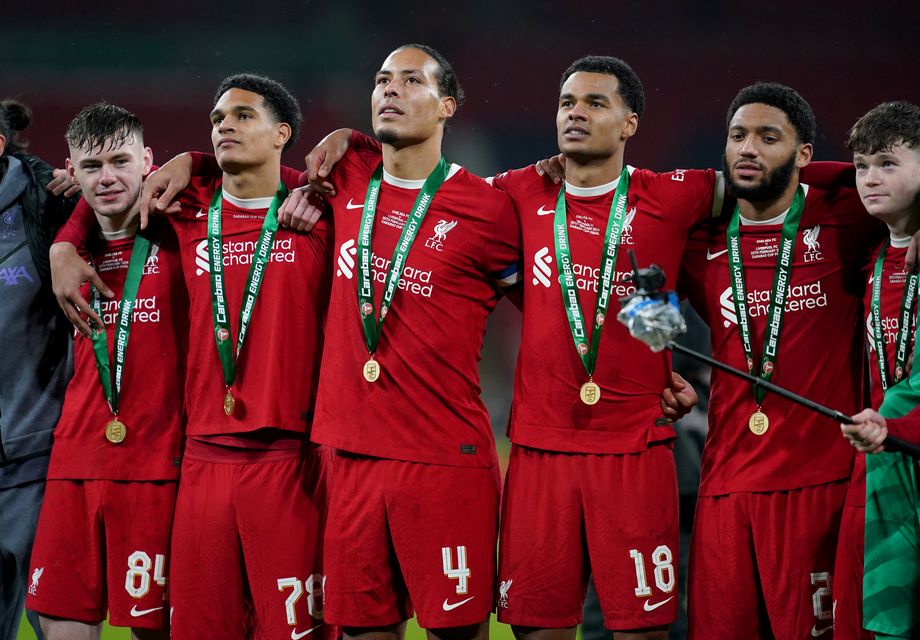 Bradley, left, was part of Liverpool’s Carabao Cup winning side in February’s Wembley final against Chelsea (Adam Davy/PA)