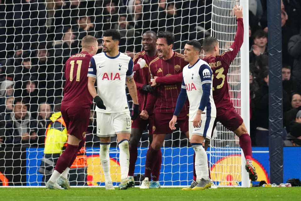 Roma celebrate Mats Hummels equaliser (John Walton/PA)