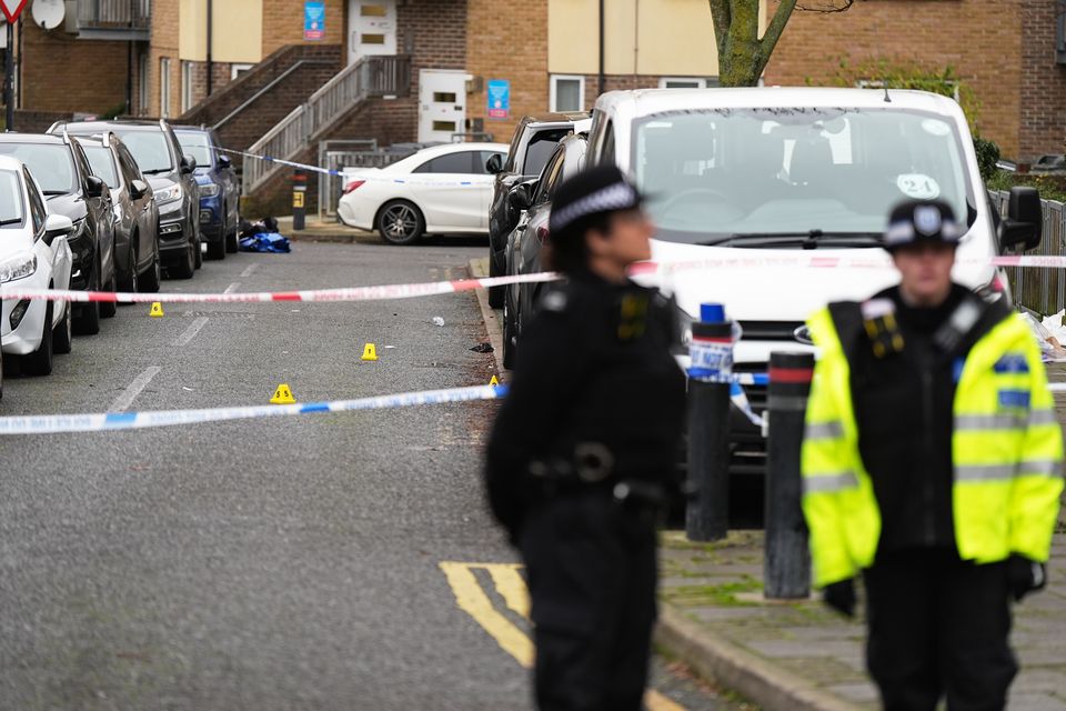 Police officers at the scene in Gifford Road, Brent (Aaron Chown/PA)