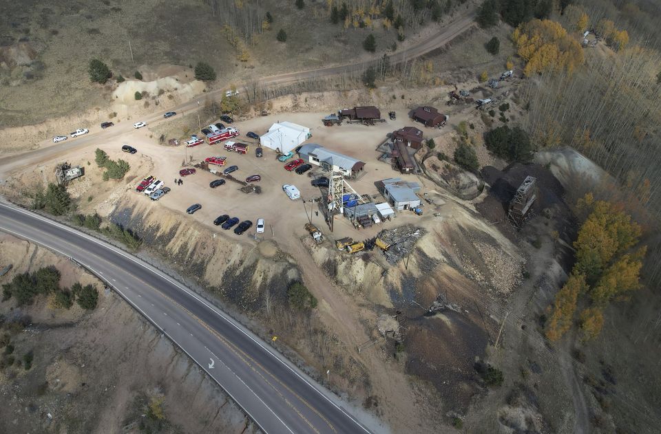 Emergency personnel stage outside the Mollie Kathleen Gold Mine (Arthur Trickette-Wile/The Gazette via AP)