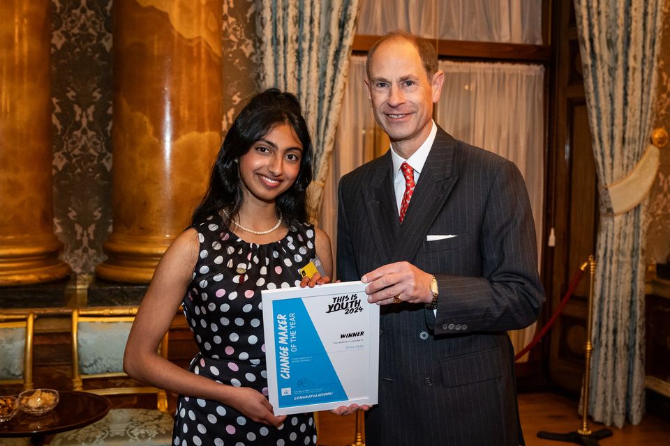 Dora Abbi, 17, from Reading, was recognised for her volunteering work at Royal Berkshire Hospital (Aaron Chown/PA)