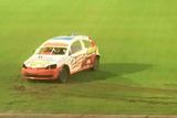 thumbnail: Damage to the ratepayer-funded football pitch at Ballymena Showgrounds caused during a stock car race on Friday