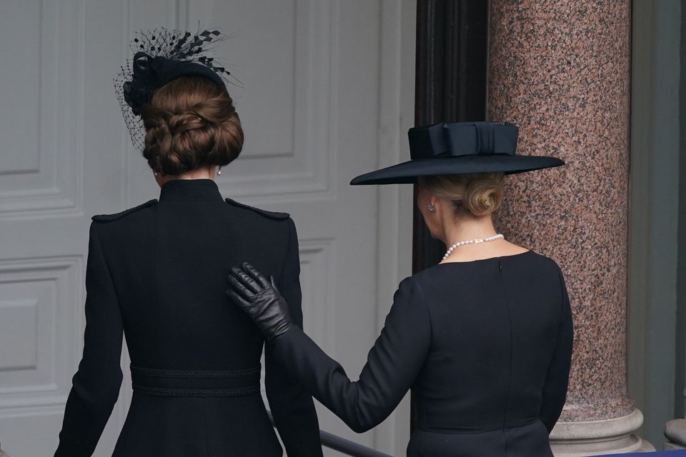 Sophie placed her hand on the the princess’s back as they departed (Stefan Rousseau/PA)