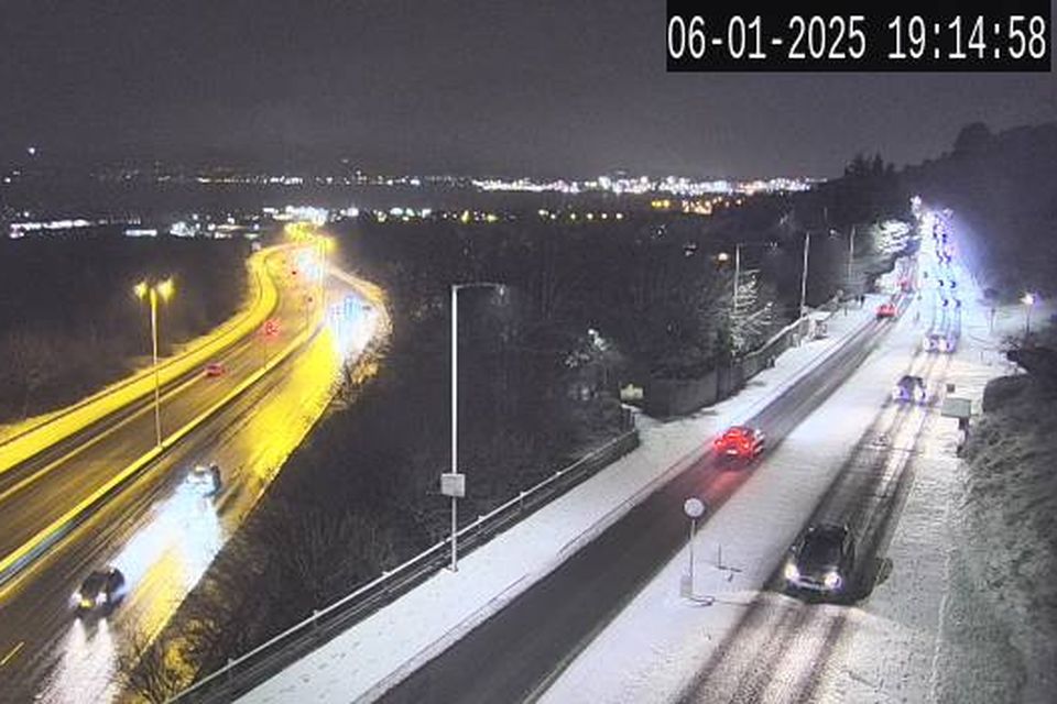 Snow in Antrim this evening. Image: Trafficwatch NI