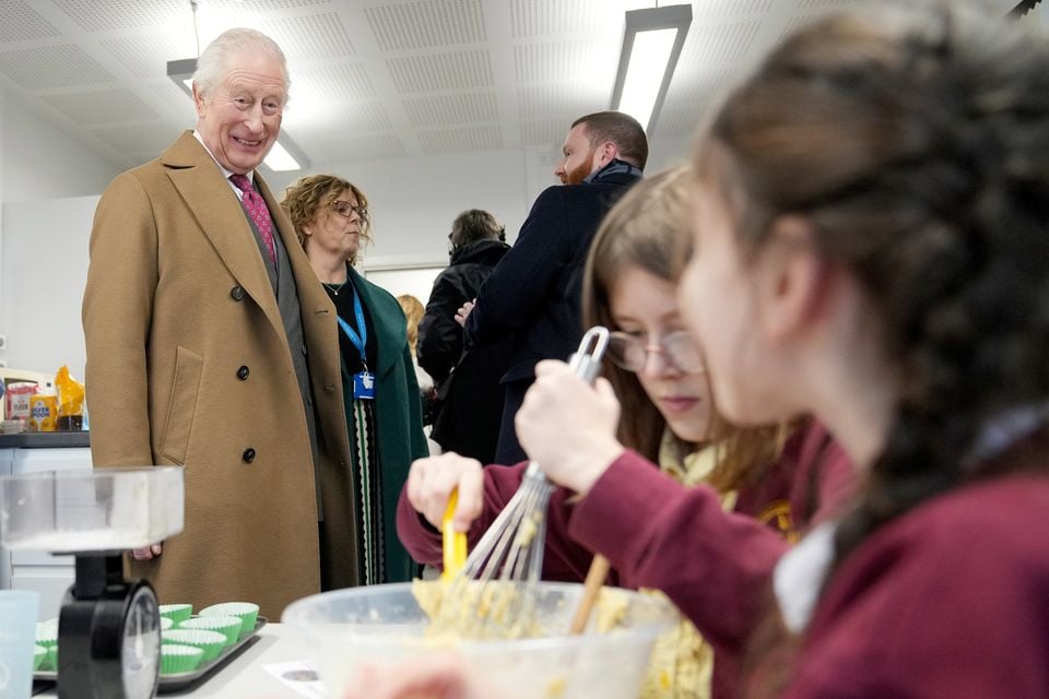 Charles visited Nansledan School in Newquay (Alastair Grant/PA)