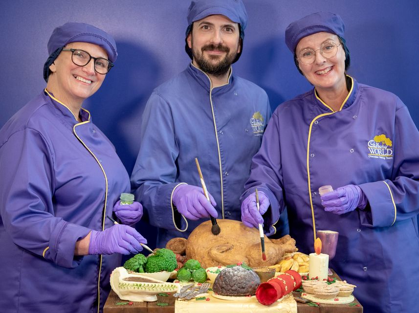 The dinner includes a handmade turkey, 13 pigs in blankets, 12 roast potatoes, nine carrots and more (Cadbury World/PA)