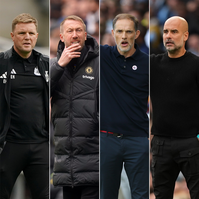 Eddie Howe (left to right), Graham Potter, Thomas Tuchel and Pep Guardiola (Owen Humphreys/Mike Egerton/Nigel French/Martin Rickett/PA)