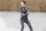 thumbnail: Christine Bleakley leaves Dover at the start of her challenge to water-ski across the English Channel for Sport Relief.