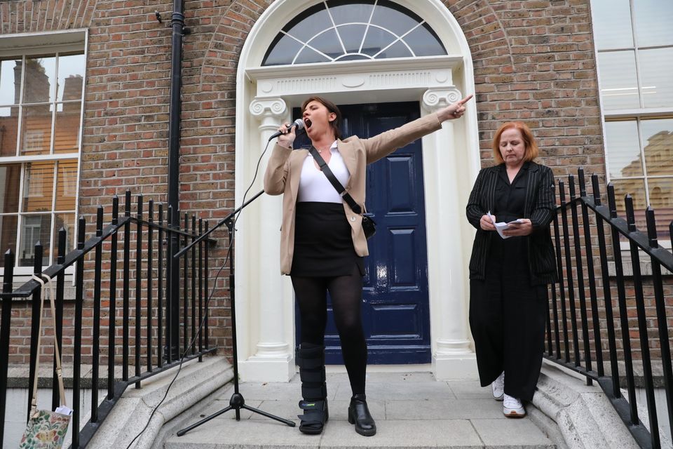 Natasha O’Brien, who was assaulted by a serving Irish soldier, told a rally in Dublin in June that she would keep up pressure on politicians to tackle violence against women (Gareth Chaney/PA)