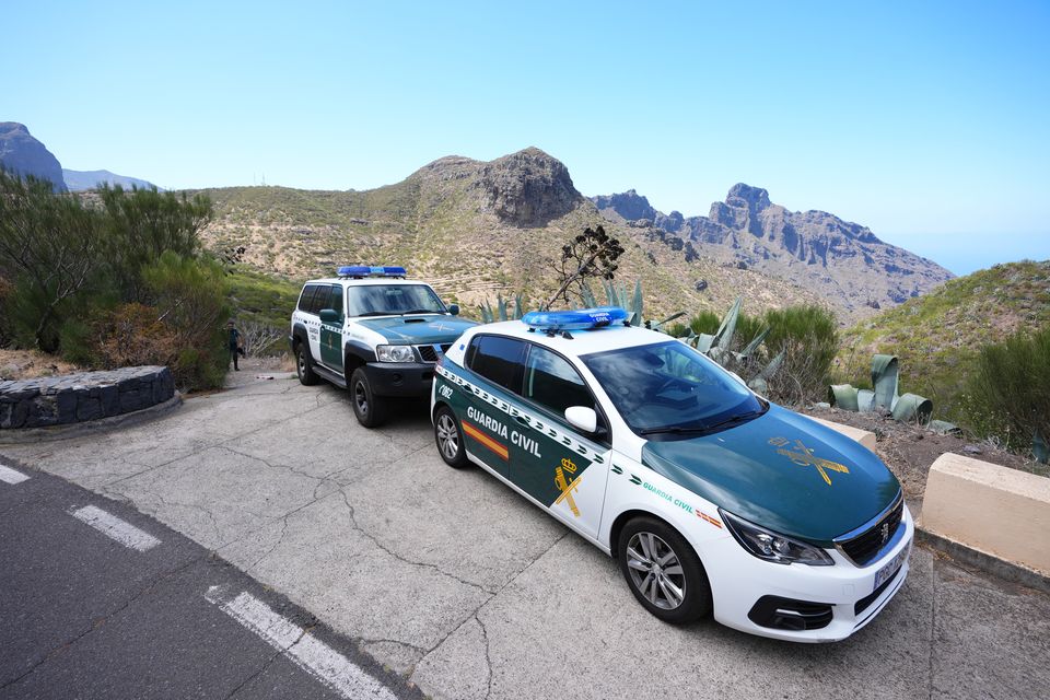 Vehicles of the Guardia Civil during the search for Jay Slater (James Manning/PA)