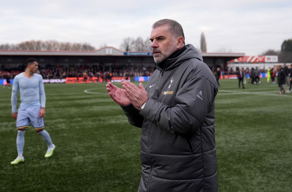 Tottenham manager Ange Postecoglou said 90 per cent of the Tamworth supporters behaved well (Joe Giddens/PA)