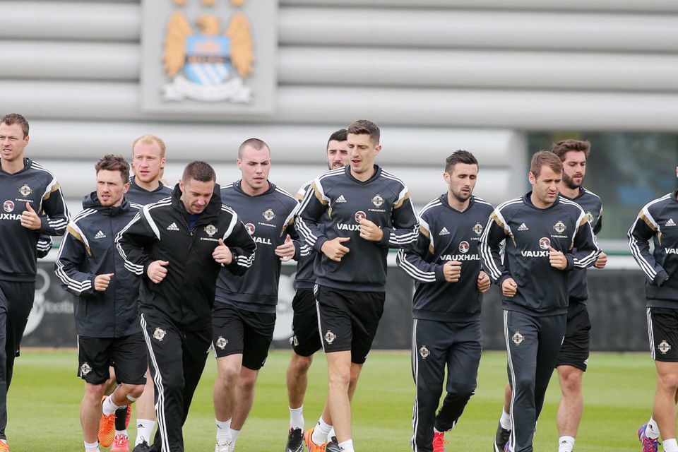Preparation time: Northern Ireland players including Niall McGinn (right) enjoy the top class training facilities at the Manchester City Football Academy PRESSEYE