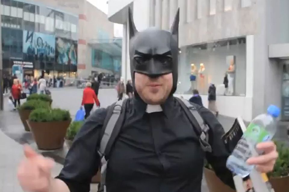 Video: Cleric preaches Batman religion to shoppers 