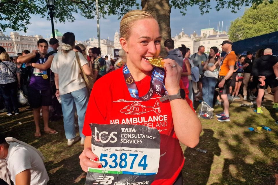 DUP MLA Cheryl Brownlee after completing the London Marathon.